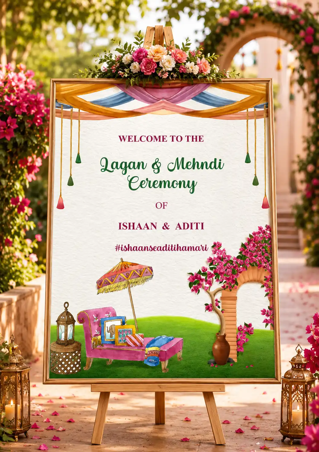 Elegant Lagan and Mehndi Wedding Standee Template