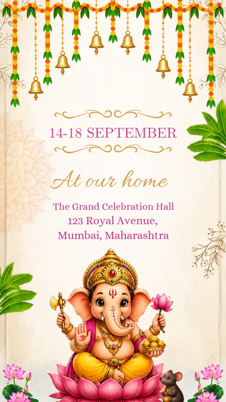 Ganesh Puja Invitation Video with Traditional Ganpati Design
