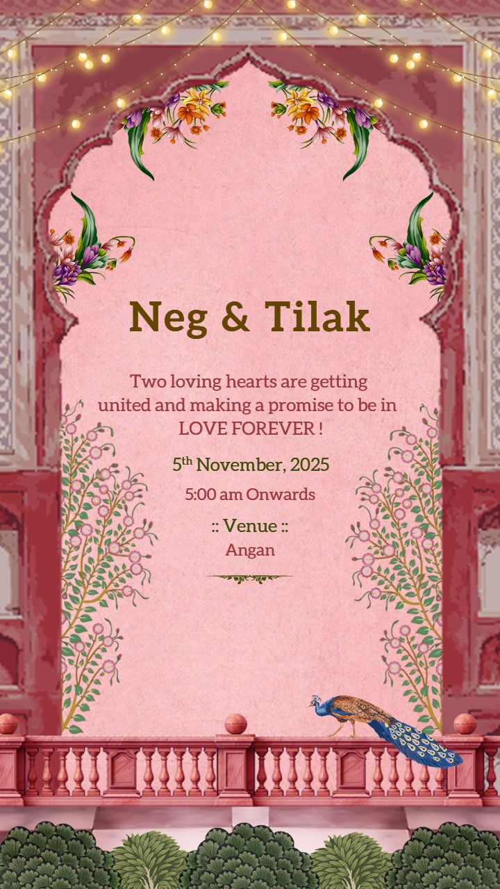 Pink Theme Wedding Invitation Card Design