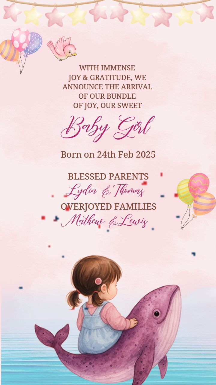 Baby Girls Announcement Video With Adventure Theme for Baby