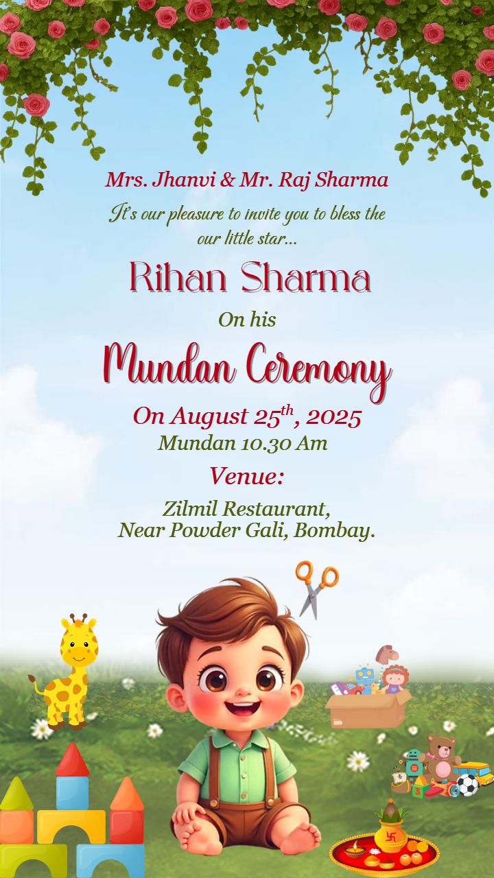 Little One with a Baby Hair Shaving Ceremony Invitation