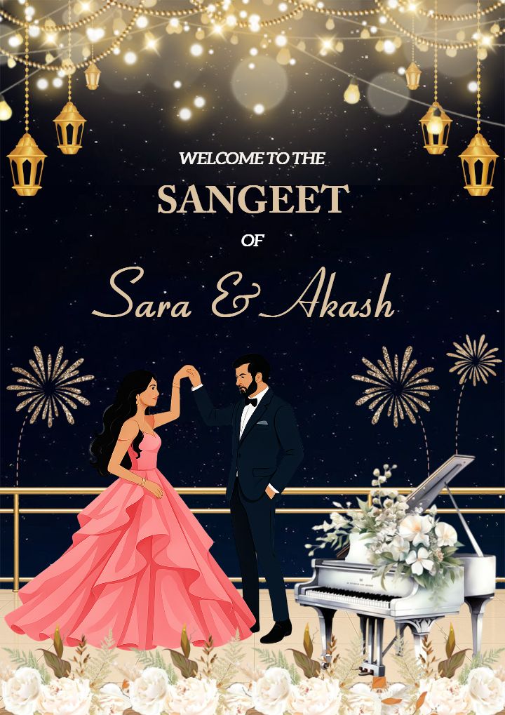 Glam Sangeet Night Welcome Board for Wedding Guests