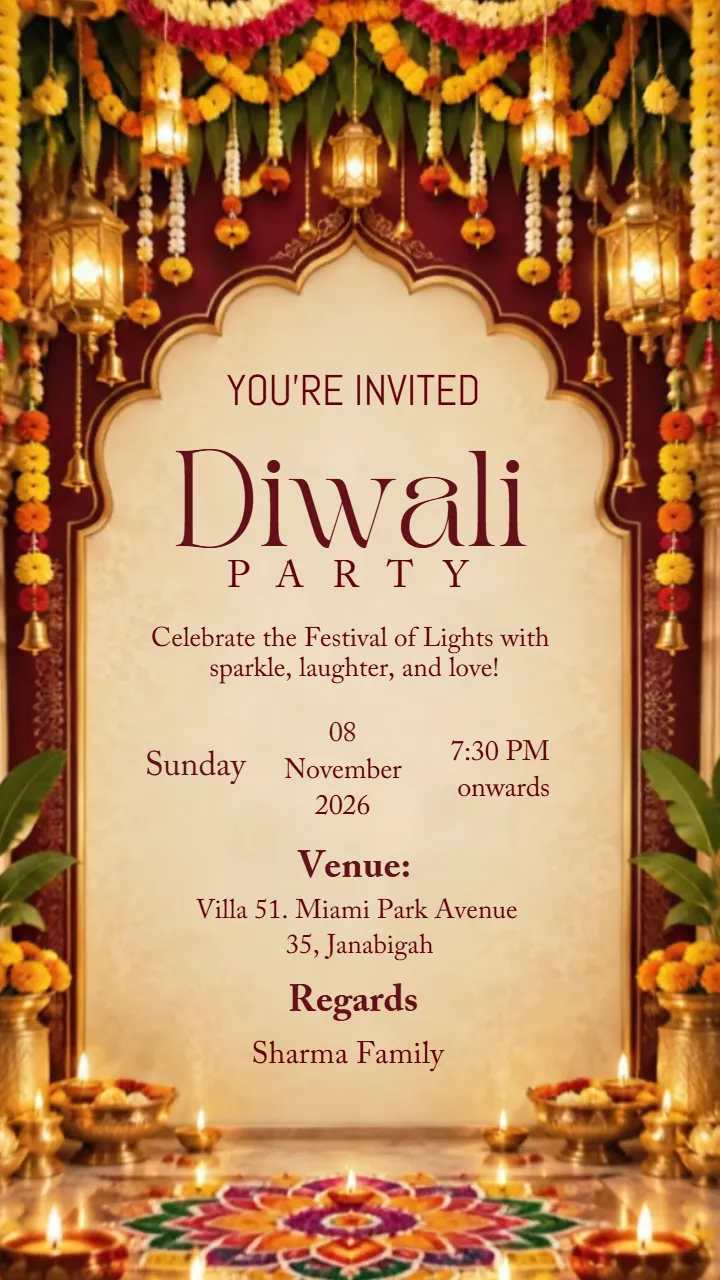 Diwali Invitation Video in English with Creative Designs