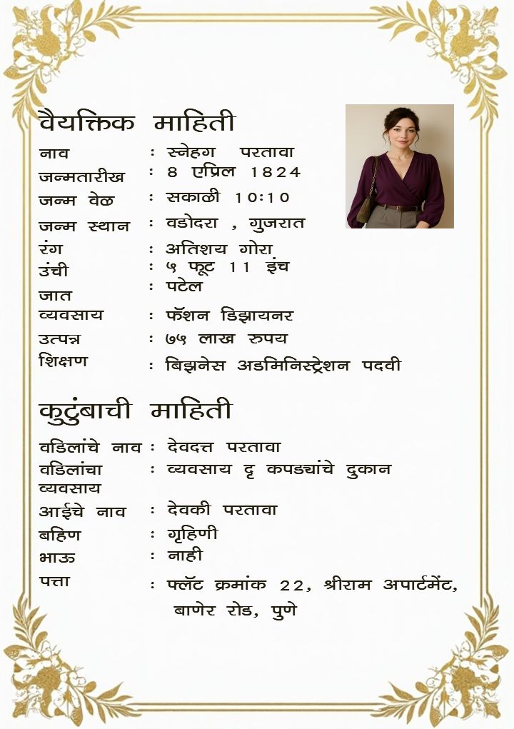 Biodata For Marriage In Marathi Free Download
