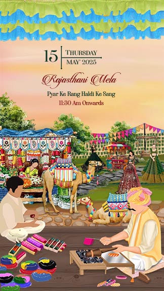 Royal Scroll Rajasthani Wedding Invitation Template Online