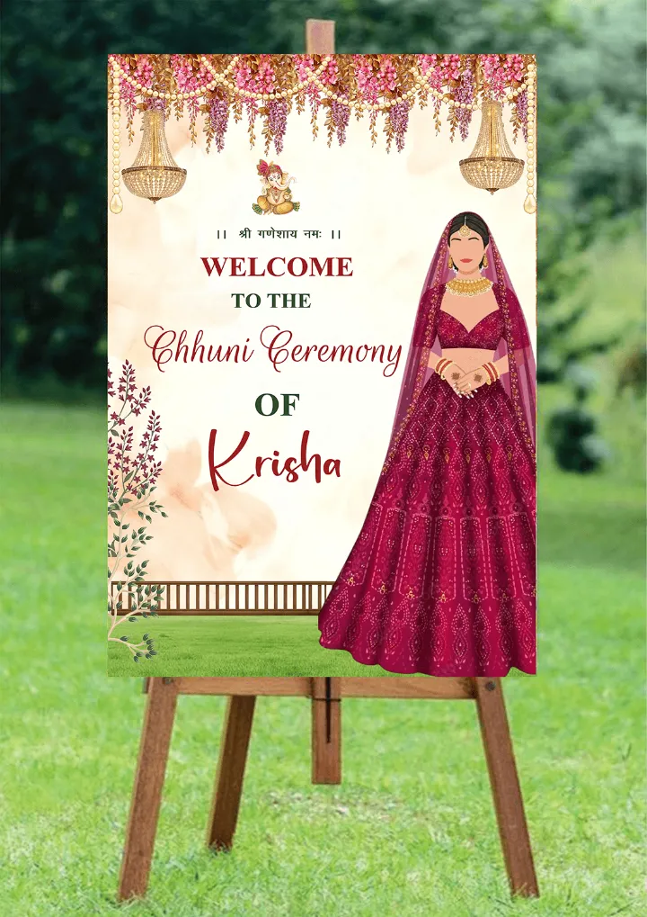 Ethnic Chunni Ceremony Welcome Board for Bride Entry