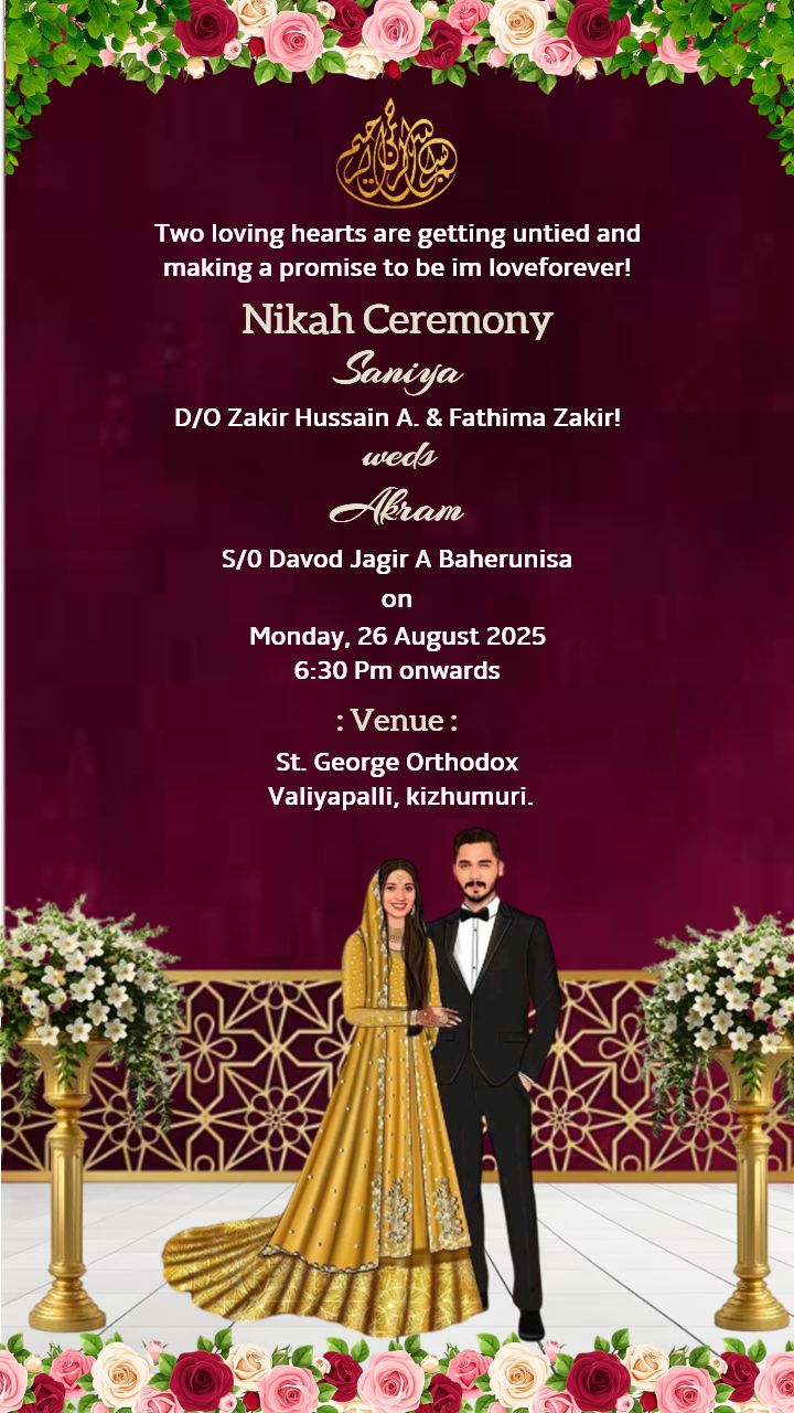 Elegant Maroon and Gold Themed Nikah Ceremony Template