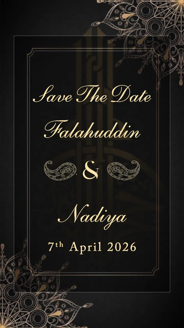 Muslim Wedding Invitation Video Black Gold Nikah Theme