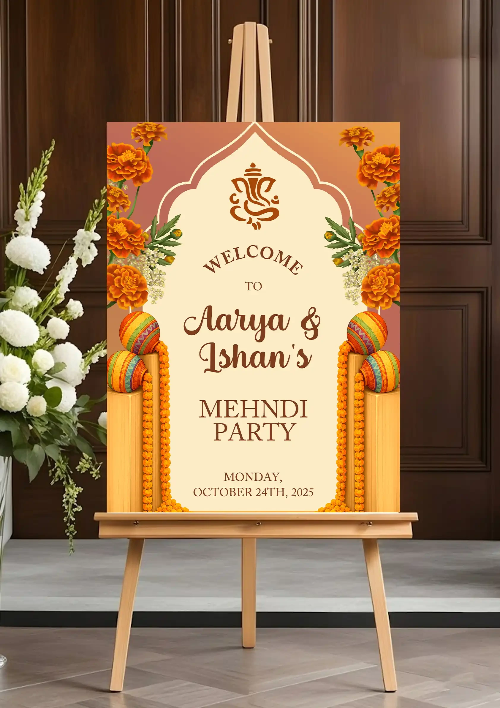 Mehndi Night Wedding Standee Template with Cultural Elements