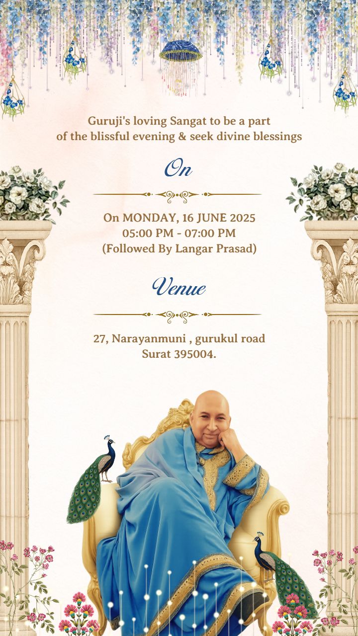 Free Invitation Card For Guruji Satsang Divine Ceremony