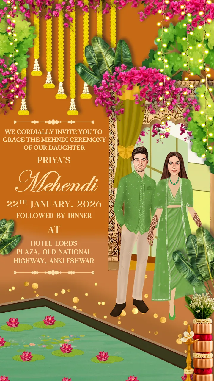 mehndi invitation card elegant ethnic celebration style