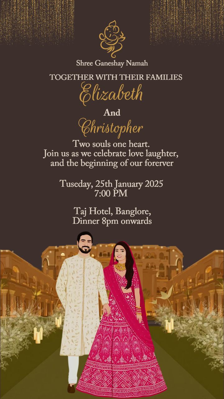 Traditional Indian English Wedding Invitation Template