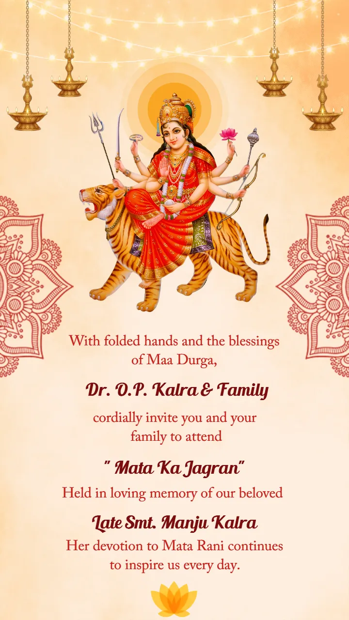 Mata Ka Jagran Invitation Video for Light Orange Theme