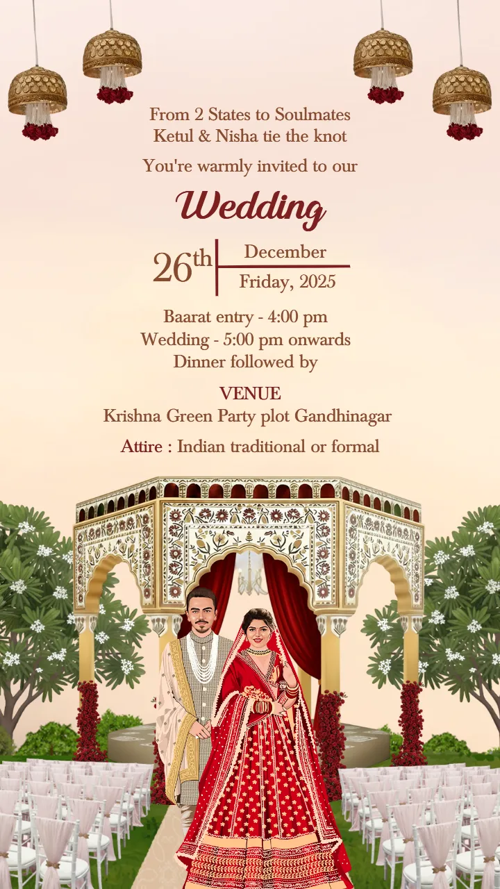 wedding invitation card romantic nature themed design