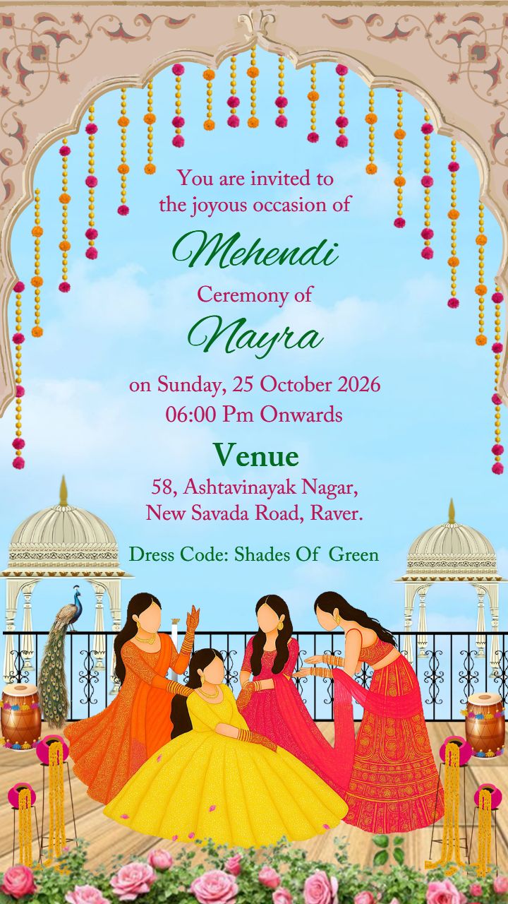 Elegant Mehndi Invitation with Royal Indian Theme