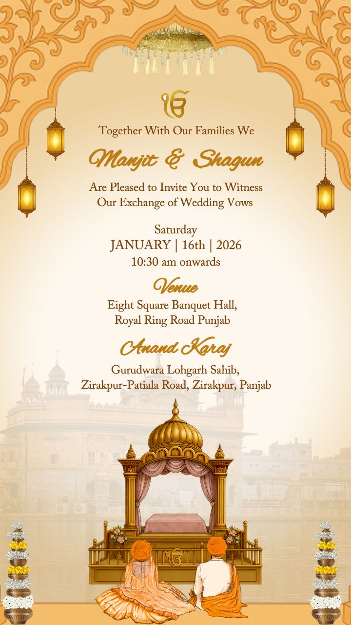 Punjabi  Sikh wedding Invitation Card with Spiritual Theme