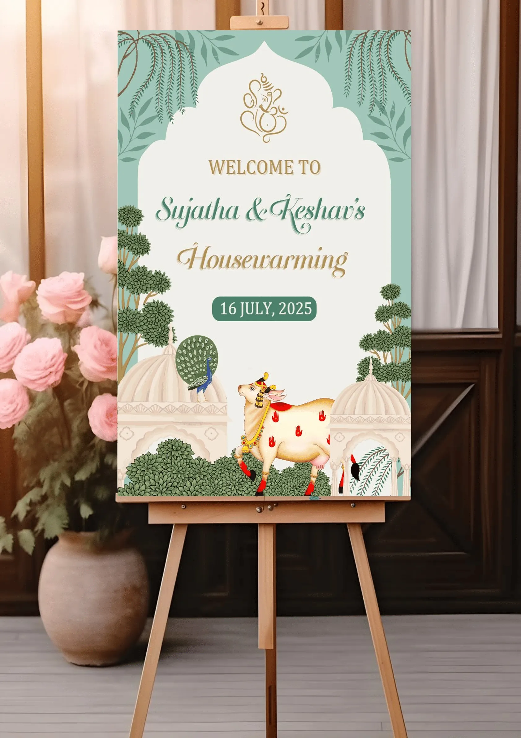 Indian Style House Warming Welcome Board Card