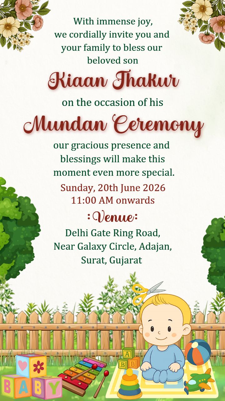 Mundan Ceremony Invitation Card Free Download