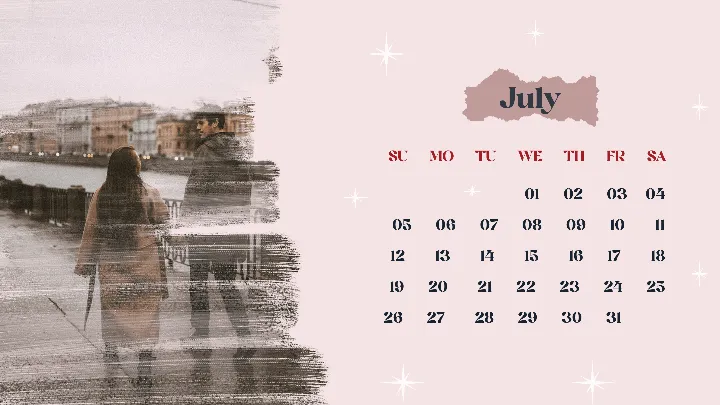 Calender Template For Romantic Couple Photo Memories