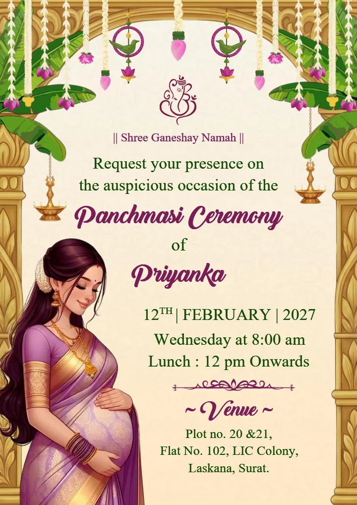 Personalized Panchmasi Ceremony Invitation Cards Download