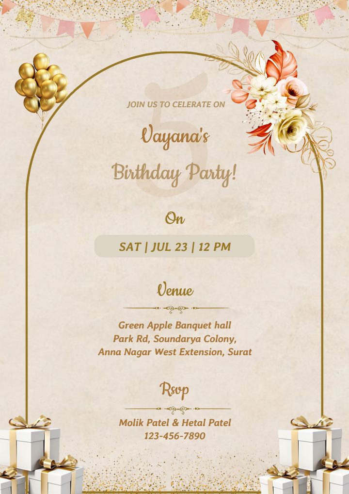 Floral Theme Birthday Invitation Template Online for Boys