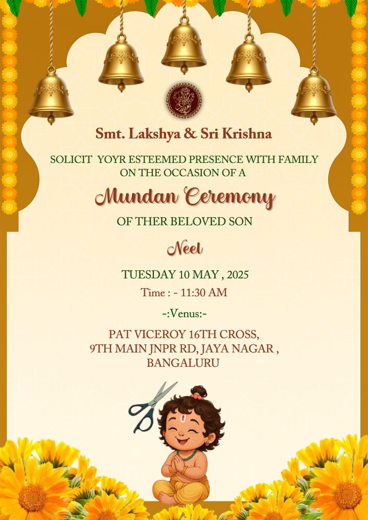 Colorful Mundan Celebration Invitation in English