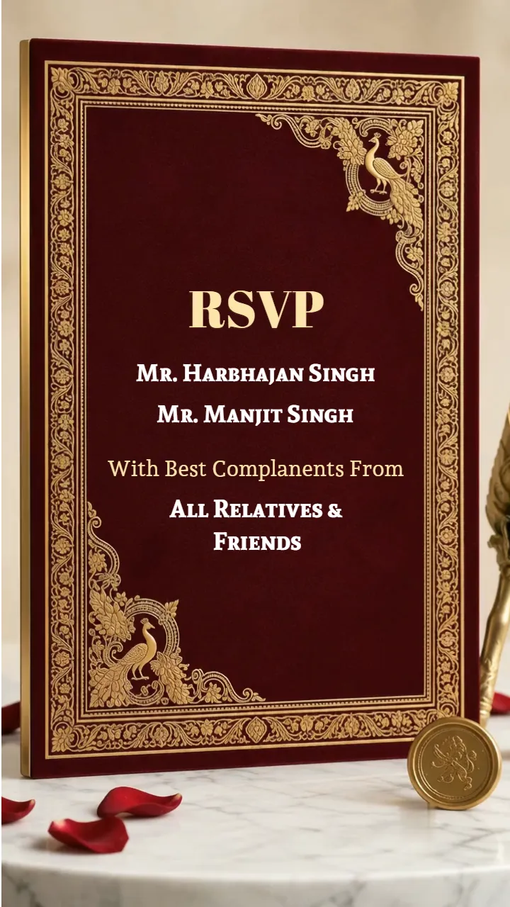 Punjabi Wedding Invitation Video in Maroon and Gold Theme