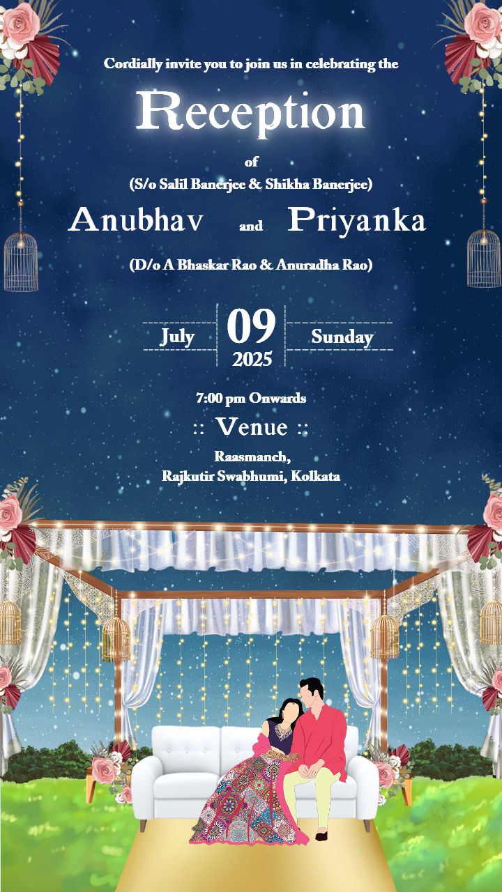 Reception Party Invitation Card Design with Night theme