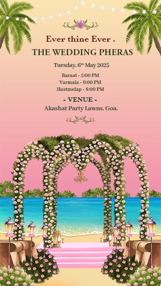 Beach Wedding Invitation Video Template with Floral Arch