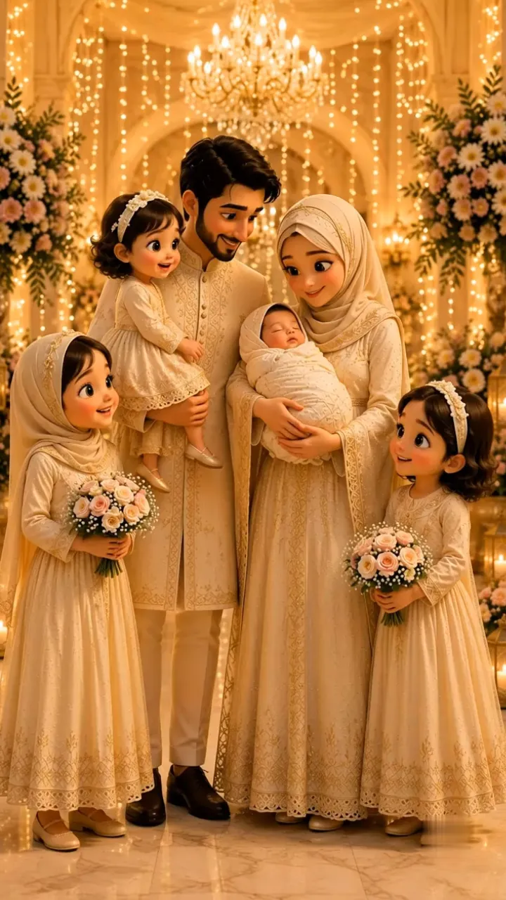 3D Muslim Naming Ceremony Invitation Video with Golden Theme
