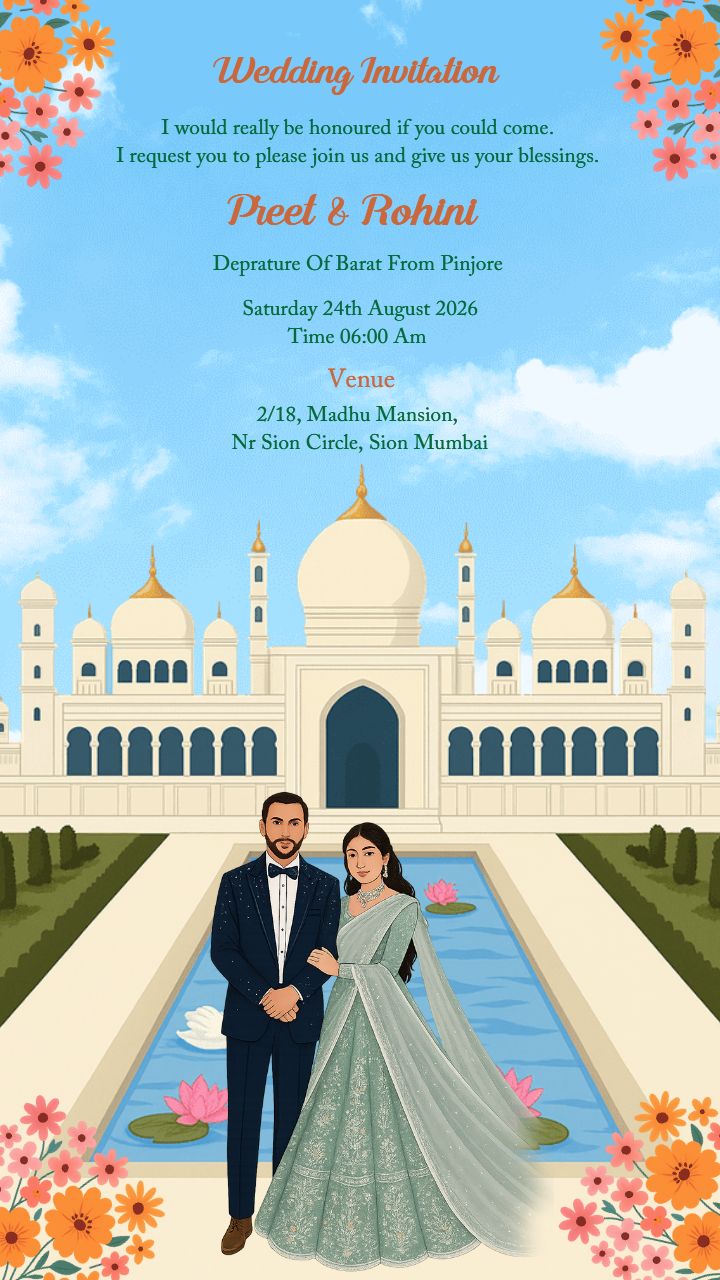 Minimalist English Wedding Invitation Template Design