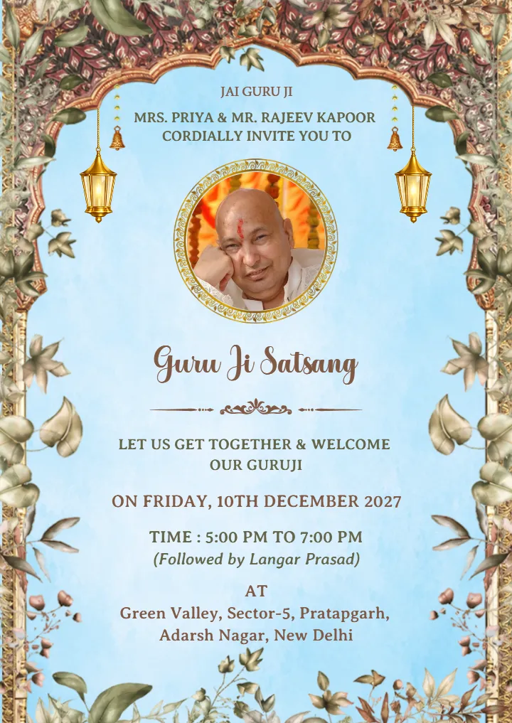 Guru Ji Satsang Invitation Template with Photo Free