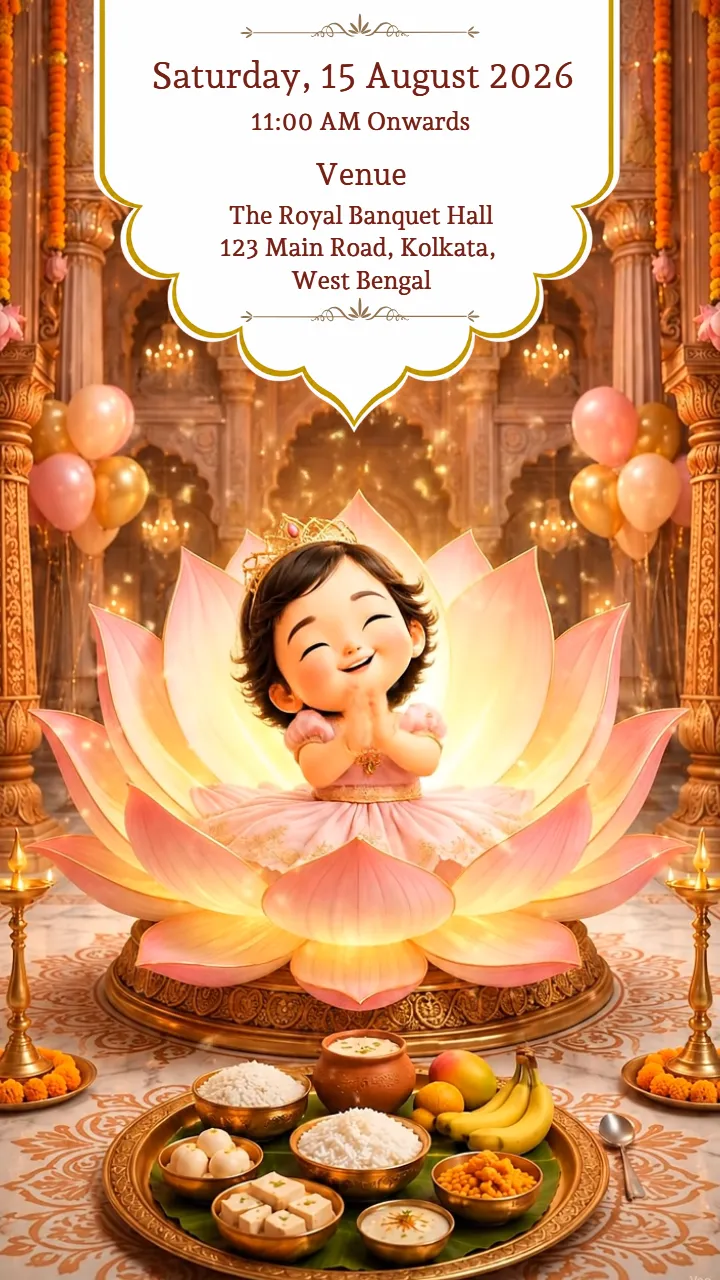 3D Rice Weaning Ceremony Invitation Video for Baby Girl