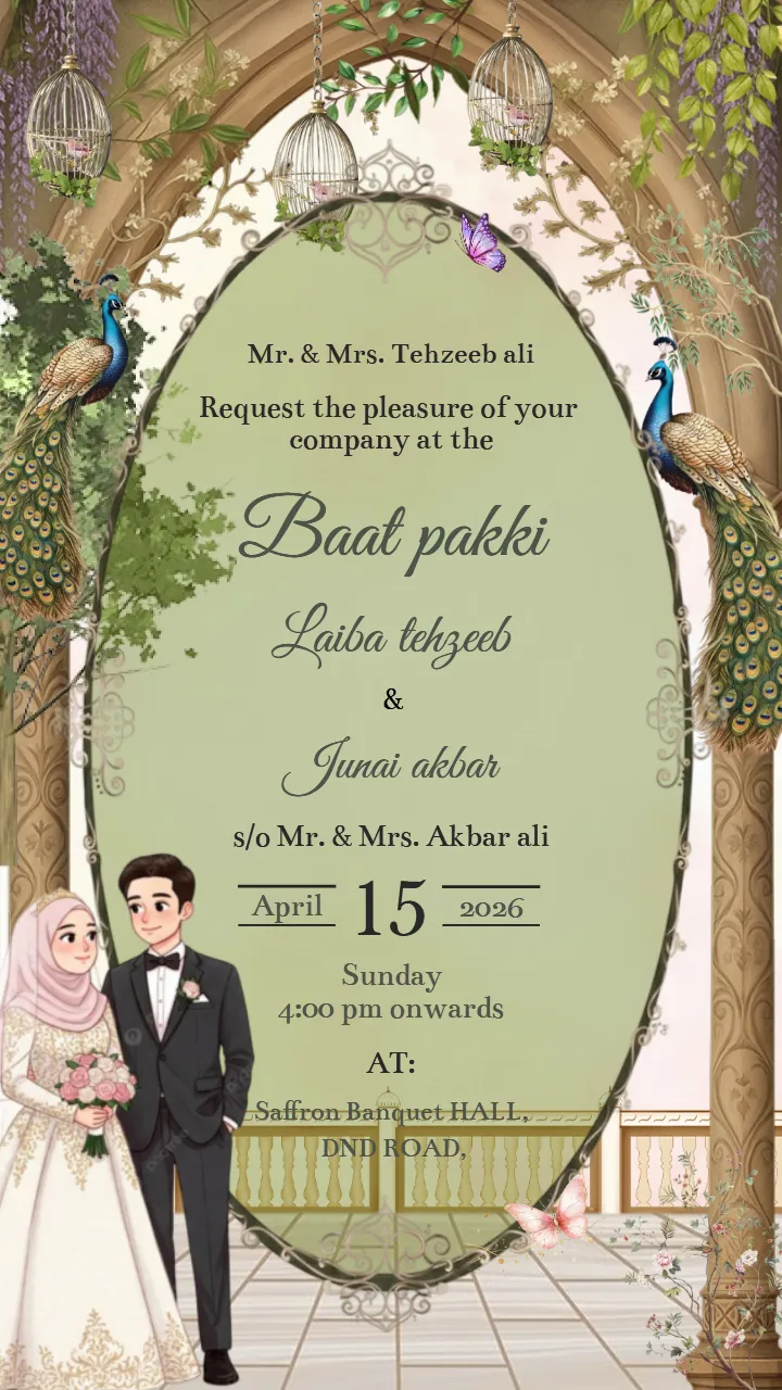 Premium Editable Baat Pakki Invitation Card with Arch Design