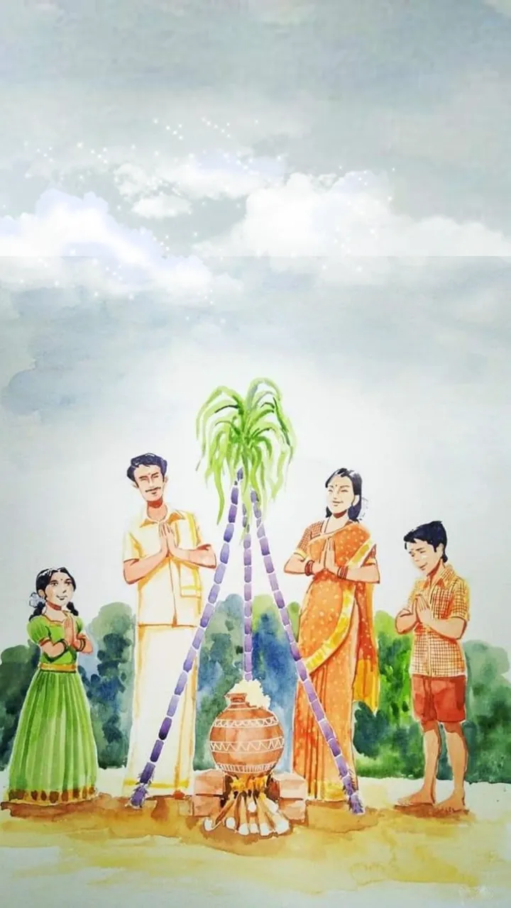 Happy Pongal Status 2026 with Rangoli and Classic Theme