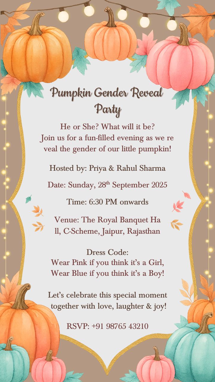 Gender Reveal Invitation with yellow Lights Themed