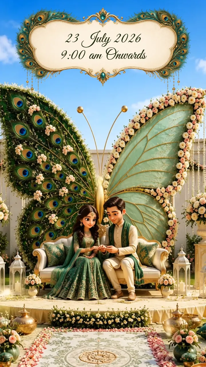 3D Wedding Invitation Video with Peacock Palace Design
