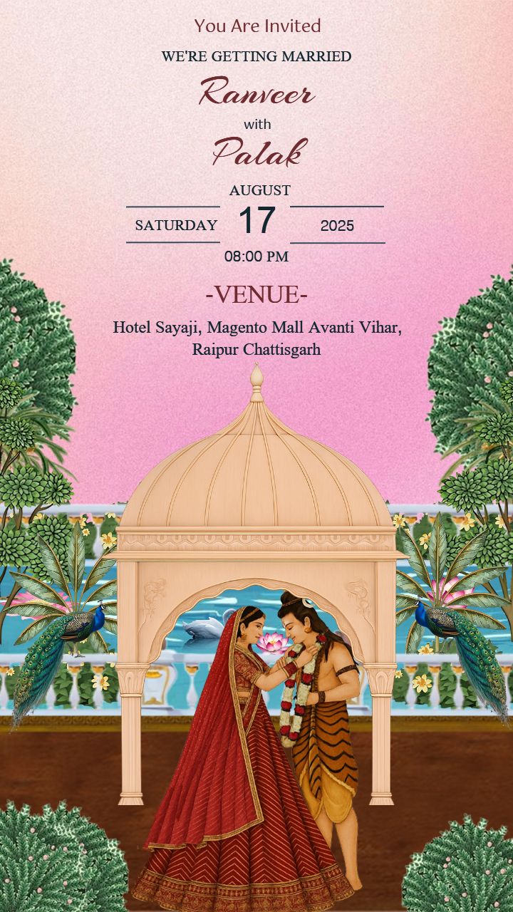Royal Theme Wedding Invite Template for Hindu Weddings