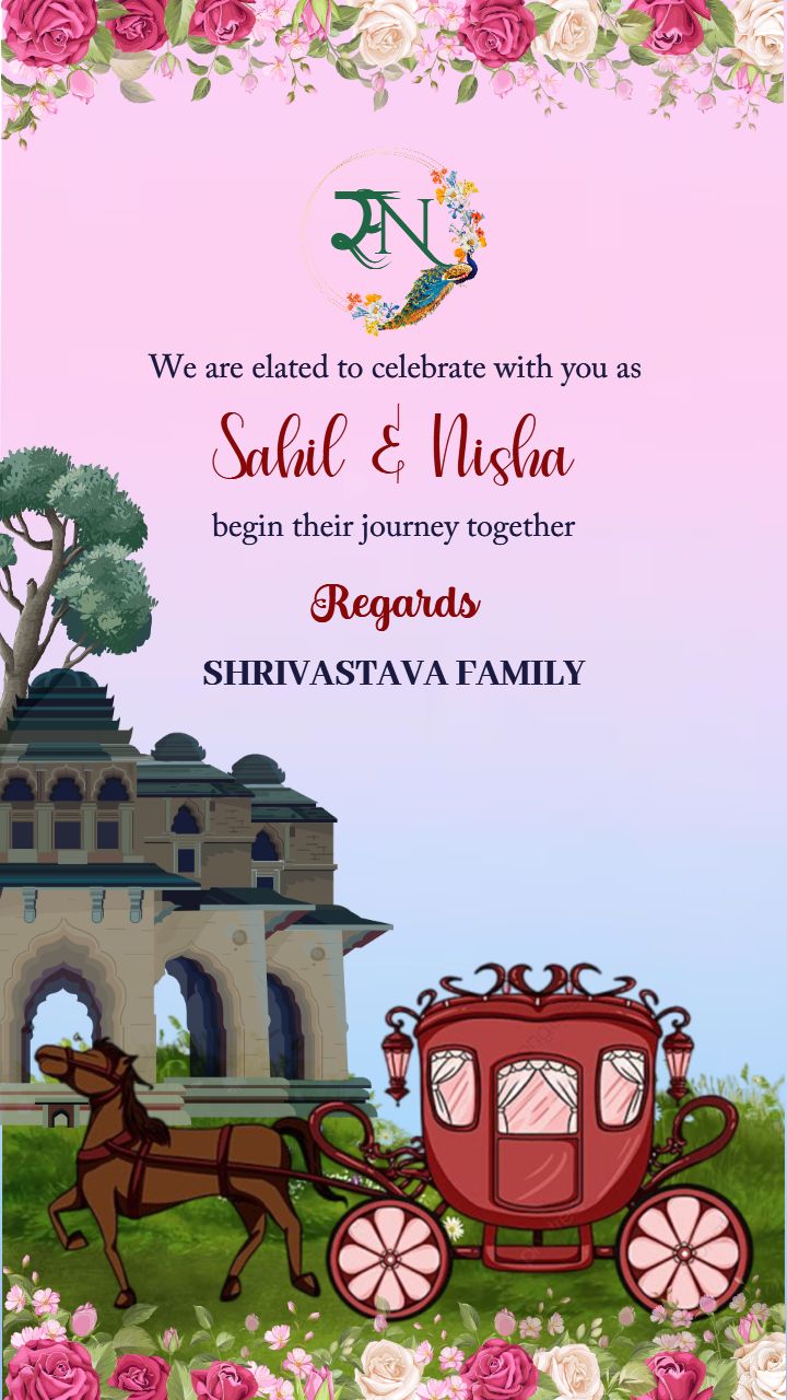 Rajsthani wedding invitation design With Couple Theme
