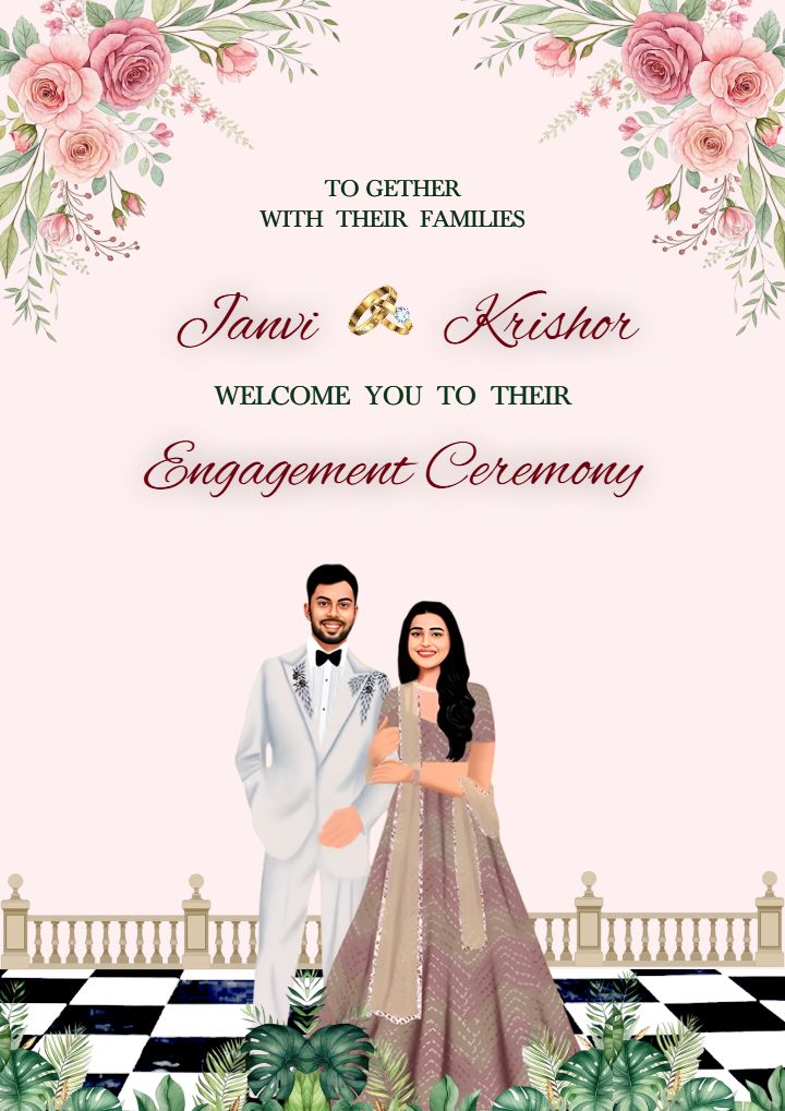 Classic Floral Engagement Welcome Board Design