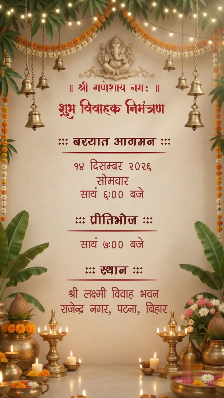3D Bihari Wedding Invitation Video with Traditional Rituals