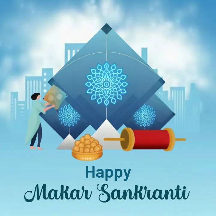 Makar Sankranti Pic With Blue Theme And Festive Vibes