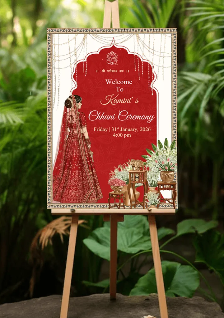 Festive Chunni Ceremony Welcome Board with Bridal Theme