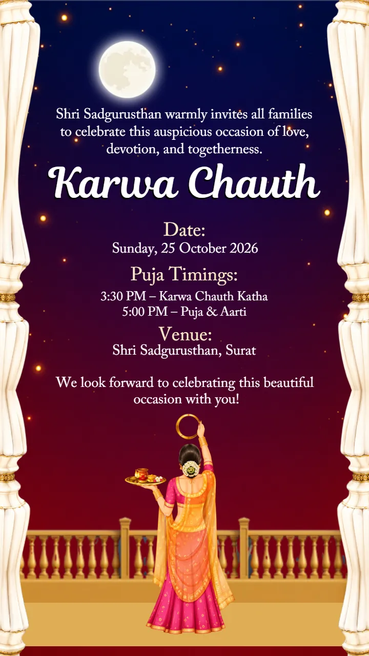 Karwa Chauth Invitation Card Editable HD Download