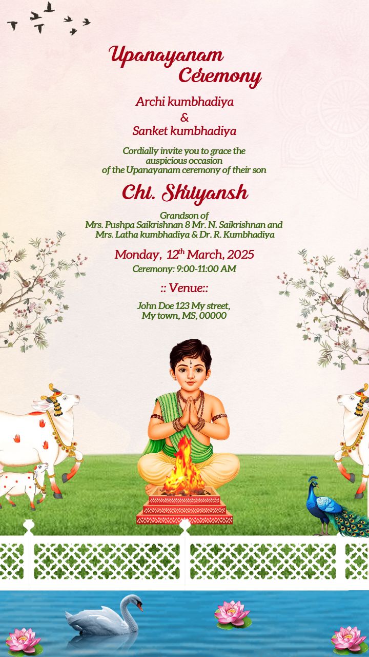 Upanayanam Ceremony Invitation Video in English for Hindu