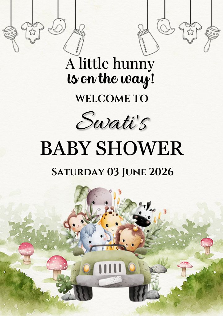 Welcome to Baby Shower Poster with Safari Jungle Theme