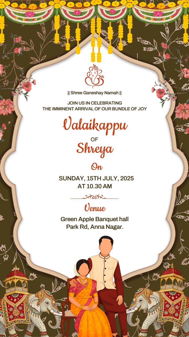Baby Shower Invitation Tamil Template with Culture Touch