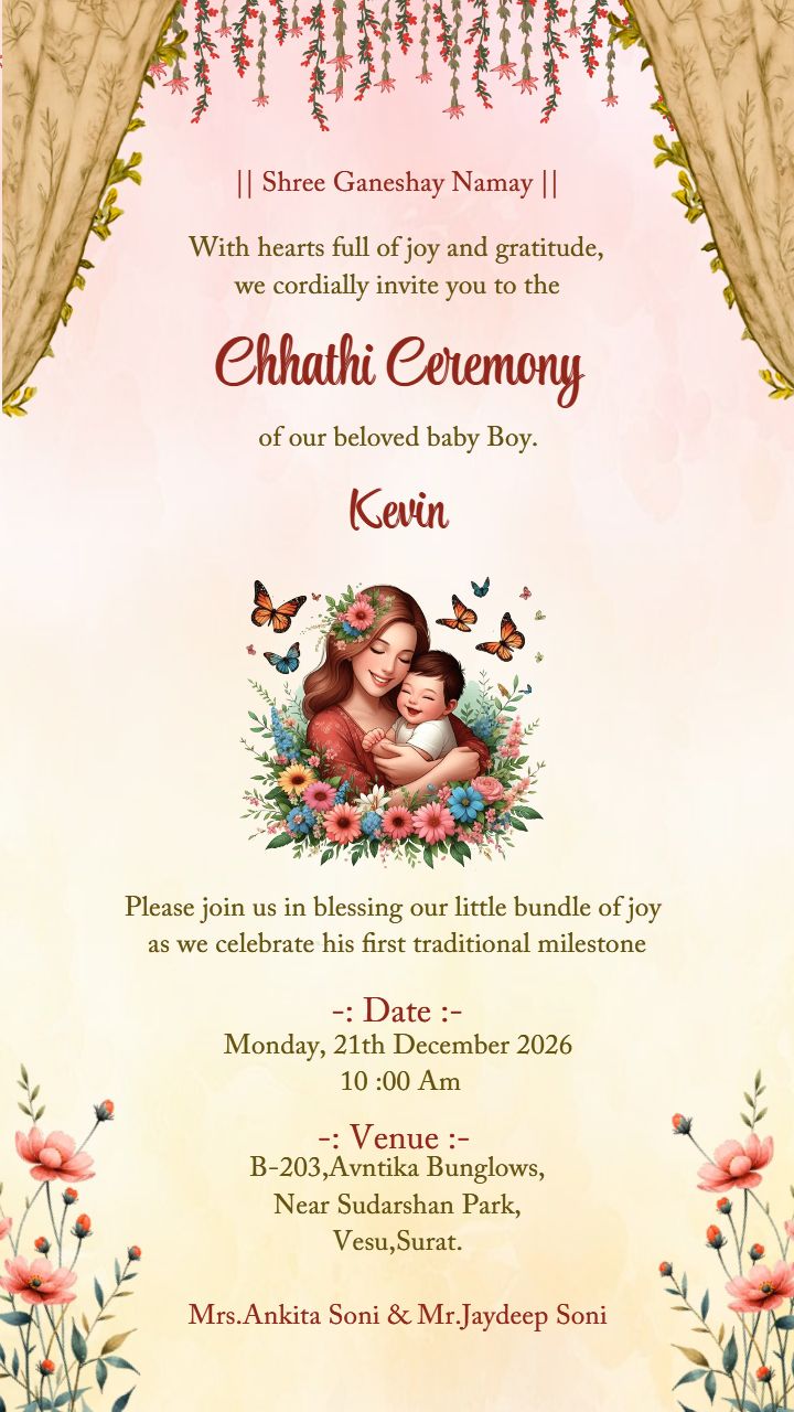 Chhathi Ceremony Invitation Card Templates In Hindu Style