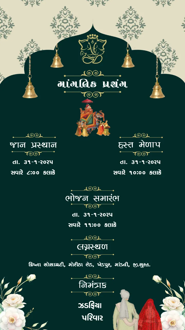 Gujarati Wedding Invitation Video Template Designs