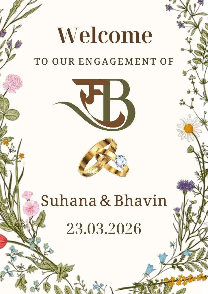 Nature Theme Engagement Welcome Standee with Gold Rings